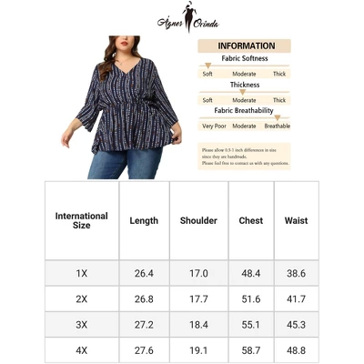 Agnes Orinda Women's Plus Size Peplum Fall V Neck Boho Striped Babydoll Blouses 5 Agnes Orinda Women's Plus Size Peplum Fall V Neck Boho Striped Babydoll Blouses - Image 5