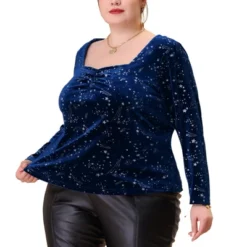 Agnes Orinda Women's Plus Size Top Sweetheart Neck Long Sleeve Stars Velvet Blouses 11 Agnes Orinda Women's Plus Size Top Sweetheart Neck Long Sleeve Stars Velvet Blouses -Agnes Sales Store GUEST 2d71af4c b35f 449b b32d 66f535fd2137