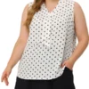 Agnes Orinda Women's Plus Size Elegant Formal Polka Dots Sleeveless Tie Neck Tank Top