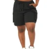 Agnes Orinda Women's Plus Size Drawstring Elastic High Waist Casual Cargo Shorts With Pockets