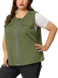 Agnes Orinda Women's Plus Size Anorak Jacket Zip Up Lightweight Sleeveless Utility Vest -Agnes Sales Store GUEST 2e2d4d59 8354 4215 beb9 ae1250b86217