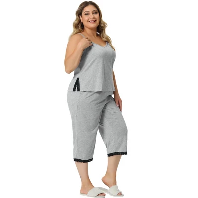 Agnes Orinda Women's Plus Size Sleeveless Elastic Waist Comfortable 2 Pieces Pajama Sets 2 Agnes Orinda Women's Plus Size Sleeveless Elastic Waist Comfortable 2 Pieces Pajama Sets - Image 2