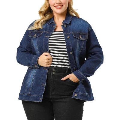 Agnes Orinda Women's Plus Size Outerwear Button Front Washed Denim Jean Jacket 6 Agnes Orinda Women's Plus Size Outerwear Button Front Washed Denim Jean Jacket - Image 6
