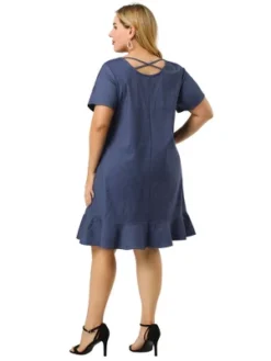 Agnes Orinda Women's Plus Size Cross Back Ruffle Hem Formal Chambray Dresses 12 Agnes Orinda Women's Plus Size Cross Back Ruffle Hem Formal Chambray Dresses -Agnes Sales Store GUEST 2f36e05a 65f3 4b3e 80d9 d0f95a29bdbf