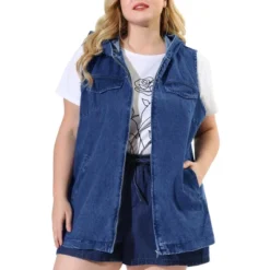 Agnes Orinda Women's Plus Size Hoodie Zipper Up Pocket Denim Sleeveless Jacket Vest -Agnes Sales Store GUEST 2f7f096d a7d4 4826 b2aa c576d6094215