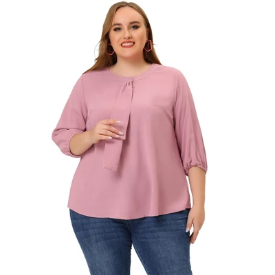 Agnes Orinda Women's Plus Size Work Round Neck Ruffle Chiffon Blouse Top 13 Agnes Orinda Women's Plus Size Work Round Neck Ruffle Chiffon Blouse Top - Image 13