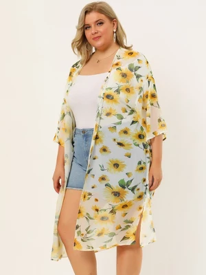 Agnes Orinda Women's Plus Size Floral Long Sleeve Holiday Cardigans 3 Agnes Orinda Women's Plus Size Floral Long Sleeve Holiday Cardigans - Image 3