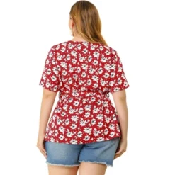 Agnes Orinda Women's Plus Size Ruffle Short Sleeve Chiffon Floral Blouse -Agnes Sales Store GUEST 3260392f 129e 46d7 b32e 567da584e54a