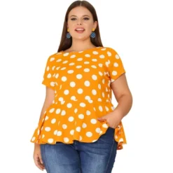 Agnes Orinda Women's Plus Size Polka Dots Fashion Workout Elegant Short Sleeves Peplum Top -Agnes Sales Store GUEST 336bb6cd 7157 4c96 9edc 620967a245d8