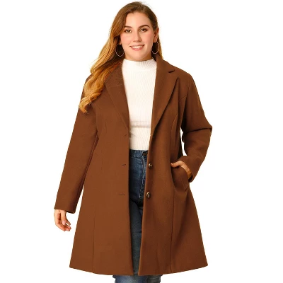 Agnes Orinda Women's Plus Size Winter Notched Lapel Single Breasted Pea Coat 1 Agnes Orinda Women's Plus Size Winter Notched Lapel Single Breasted Pea Coat