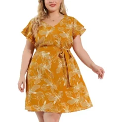 Agnes Orinda Women's Plus Size Floral Tie Waist Outfits Dresses -Agnes Sales Store GUEST 33db7c5e 5549 4456 98ab 7fe038bcbf91