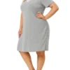Agnes Orinda Women's Plus Size Solid Comfort Short Sleeves Nightgown