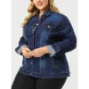 Agnes Orinda Women's Plus Size Outerwear Button Front Washed Denim Jean Jacket