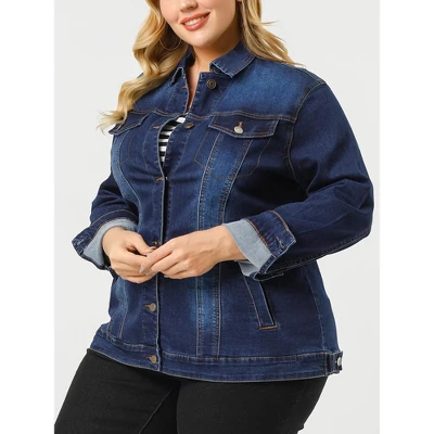 Agnes Orinda Women's Plus Size Outerwear Button Front Washed Denim Jean Jacket 1 Agnes Orinda Women's Plus Size Outerwear Button Front Washed Denim Jean Jacket