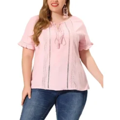 Agnes Orinda Women's Plus Size Lace Hollow Out Ruffle Boho Blouse -Agnes Sales Store GUEST 34835e62 075a 4e59 bc86 7217fe897c99