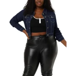 Agnes Orinda Women's Plus Size Cropped Long Sleeve Trendy Fashion Denim Jean Jackets -Agnes Sales Store GUEST 348d9303 5154 4f1e 9f30 44db3d9da864