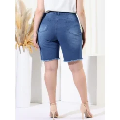 Agnes Orinda Women's Plus Size Denim Shorts Mid Rise Ripped Frayed Bermuda Jean Shorts -Agnes Sales Store GUEST 349a4590 927d 4ded 91d0 b7e1f2a5cbae