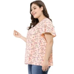 Agnes Orinda Women's Plus Size Keyhole Floral Chiffon Flared Sleeve Summer Trendy Peasant Tops -Agnes Sales Store GUEST 3548a18f f153 4b9c bf51 9d0038772c94