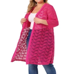 Agnes Orinda Women's Plus Size Lace Open Front 3/4 Sleeve Long Cardigans -Agnes Sales Store GUEST 355c407b d79b 4971 be62 0cf4f09b3058