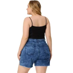 Agnes Orinda Women's Plus Size High Rise Fashion Denim Roll-Up Stretched Ripped Jean Shorts -Agnes Sales Store GUEST 35759a21 29f3 410a bb87 f9cb5c058224