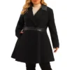 Agnes Orinda Women's Plus Size Fashion Notched Lapel Single Breasted Long Overcoats