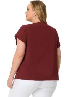 Agnes Orinda Women's Plus Size Elegant Pleated Petal Short Sleeve Vacation Office Work Blouses -Agnes Sales Store GUEST 36460637 acb6 4b24 91da e97967d86686