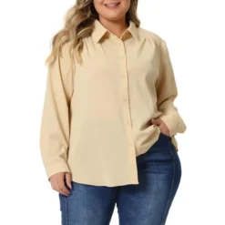 Agnes Orinda Women's Plus Size V Neck Long Sleeve Classic Fit Business Office Button Down Shirts -Agnes Sales Store GUEST 36f4e16e 3541 4048 8eea 1c287b386224