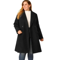 Agnes Orinda Women's Plus Size Winter Peacoat Notched Lapel Double Breasted Long Overcoats -Agnes Sales Store GUEST 372d629e 8933 4b8e 911f 5cd53f20c00d