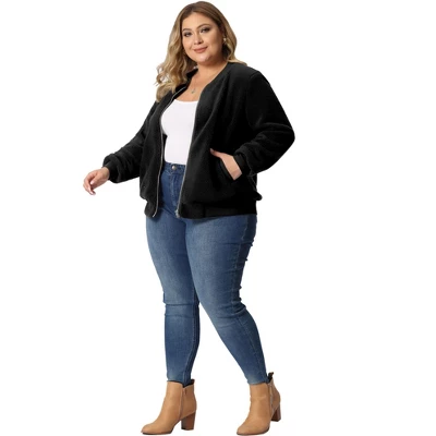 Agnes Orinda Women's Plus Size Shearling Fluffy Fuzzy Long Sleeve Zip Up Fleece Jackets 2 Agnes Orinda Women's Plus Size Shearling Fluffy Fuzzy Long Sleeve Zip Up Fleece Jackets - Image 2