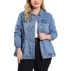 Agnes Orinda Women's Plus Size Classic Denim Washed Front Long Sleeve Jean Jackets -Agnes Sales Store GUEST 382271c3 e806 477b 93b7 c4252b14fcb4