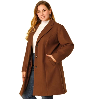 Agnes Orinda Women's Plus Size Winter Notched Lapel Single Breasted Pea Coat 6 Agnes Orinda Women's Plus Size Winter Notched Lapel Single Breasted Pea Coat - Image 6