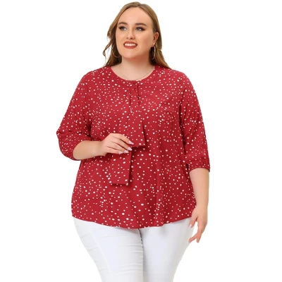 Agnes Orinda Women's Plus Size Work Round Neck Ruffle Chiffon Blouse Top 15 Agnes Orinda Women's Plus Size Work Round Neck Ruffle Chiffon Blouse Top - Image 15