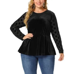 Agnes Orinda Plus Size Peplum Top For Women Polka Dots Sheer Puff Sleeve Velvet Top 11 Agnes Orinda Plus Size Peplum Top For Women Polka Dots Sheer Puff Sleeve Velvet Top -Agnes Sales Store GUEST 38b47bba 038d 4023 92f9 14bb2775d820