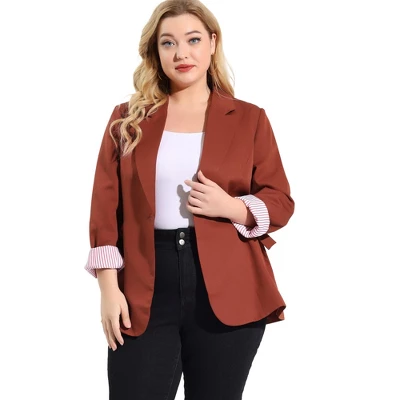 Agnes Orinda Women's Plus Size Work Fashion Notched Lapel Formal Blazer 7 Agnes Orinda Women's Plus Size Work Fashion Notched Lapel Formal Blazer - Image 7