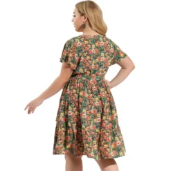 Agnes Orinda Women's Plus Size V Neck Floral Empire Waist Dresses -Agnes Sales Store GUEST 398e6a77 1214 48e2 93b1 1f7b35739a51