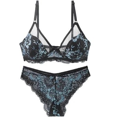Agnes Orinda Women's Underwire Floral Lace Mesh Push-Up 2-Hook Lace Trim Bra And Panty Set 7 Agnes Orinda Women's Underwire Floral Lace Mesh Push-Up 2-Hook Lace Trim Bra And Panty Set - Image 7