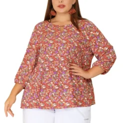 Agnes Orinda Women's Plus Size Keyhole Babydoll Lantern Floral Blouses -Agnes Sales Store GUEST 3ad215dd 9c0b 41c9 8898 1faad2ae0c51