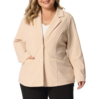 Agnes Orinda Women's Plus Size Button Down Notched Lapel Office Blazers 10 Agnes Orinda Women's Plus Size Button Down Notched Lapel Office Blazers - Image 10