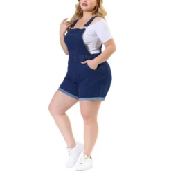 Agnes Orinda Women's Plus Size Adjustable Strap Pocket Roll Hem Denim Overall Jean Shorts -Agnes Sales Store GUEST 3d01794d cd6e 4f03 90b8 6529bca274cb