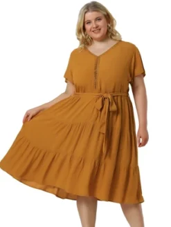 Agnes Orinda Women's Plus Size Lace Inset Babydoll Short Sleeve Shirt Dress -Agnes Sales Store GUEST 3da44f42 631c 497d a76f 5add63f34a08