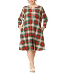 Agnes Orinda Women's Plus Size Plaid V Neck Lounge Sleep Dress Nightgowns -Agnes Sales Store GUEST 3db5f700 678a 43e8 b914 8d0bdd8f73a6