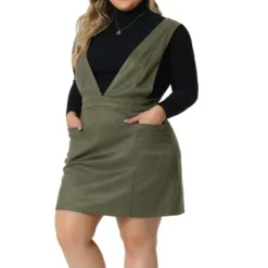 Agnes Orinda Women's Plus Size V Neck Sleeveless Faux Suede Pockets Pinafore Overall Mini Skirts 9 Agnes Orinda Women's Plus Size V Neck Sleeveless Faux Suede Pockets Pinafore Overall Mini Skirts -Agnes Sales Store GUEST 3e52e94b 9238 4cd9 a96c 70003d8386d1