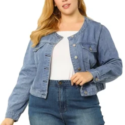 Agnes Orinda Women's Plus Size Long Sleeves Button Down Crew Neck Short Denim Jacket 12 Agnes Orinda Women's Plus Size Long Sleeves Button Down Crew Neck Short Denim Jacket -Agnes Sales Store GUEST 3ea82b7b 4482 4e6f 94b5 3a67823af9f5