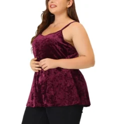 Agnes Orinda Women's Plus Size Velvet Adjustable Strap Peplum Camisole -Agnes Sales Store GUEST 3ef04d66 9365 417d 9b51 924e786bb862