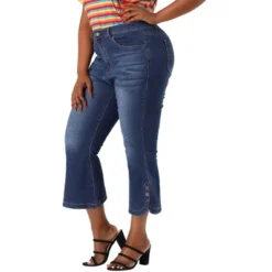 Agnes Orinda Plus Size Jeans For Women Side Slit Bootcut Button Decor Wide Leg Skinny Denim Pants -Agnes Sales Store GUEST 3f119dd5 5a6a 4894 9545 15803cf8b769