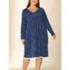 Agnes Orinda Women's Plus Size Polka Dots Lace Long Sleeve Nightgown