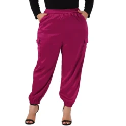 Agnes Orinda Women's Plus Size Cargo Elastic Waist Athleisure Ankle Length Satin Joggers Pant -Agnes Sales Store GUEST 3fc19954 b152 4e5a 8d8a c3663cb74a09