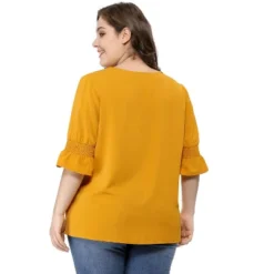 Agnes Orinda Women' S Plus Size V Neck Ruffle Smocked Sleeve Blouses -Agnes Sales Store GUEST 40c600c1 3c8b 4b8e 8d6a c30c75613674