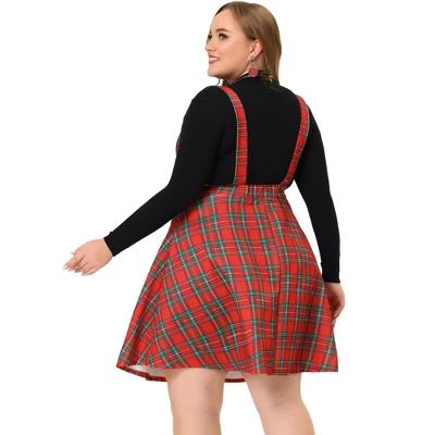 Agnes Orinda Plus Size Suspenders Skirts For Women A Line Mini Tartan Overall Pinafore Dress Suspender Skirt 3 Agnes Orinda Plus Size Suspenders Skirts For Women A Line Mini Tartan Overall Pinafore Dress Suspender Skirt - Image 3