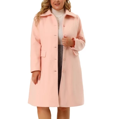 Agnes Orinda Women's Plus Size Coats Peter Pan Collar Single Breasted Long Coat 6 Agnes Orinda Women's Plus Size Coats Peter Pan Collar Single Breasted Long Coat - Image 6